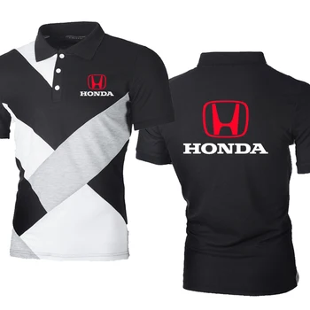Mænds Polo Shirt til Sommeren nye Honda bil logo print Harajuku Høj Kvalitet, Korte ærmer bomuld Kontrast Skjorter til Mænd