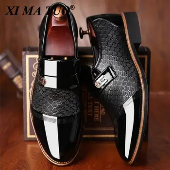 Mænds sko Læder Prægning Classic Fashion Luksus mænd sko Slid-resistente Non-slip Mans fodtøj Anti-slip Sort sko