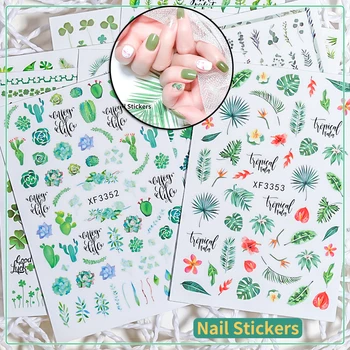 Nail Art Stickers Friske Blomster, Blade Kaktus Set DIY Selvklæbende Søm Tilbehør Søm Decoraion CIN6 899