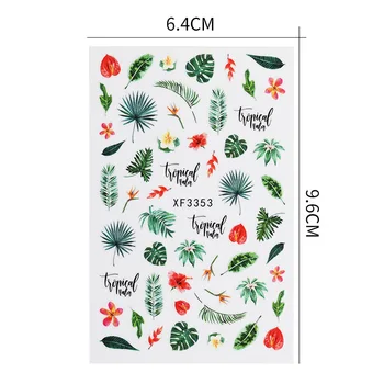 Nail Art Stickers Friske Blomster, Blade Kaktus Set DIY Selvklæbende Søm Tilbehør Søm Decoraion CIN6 899
