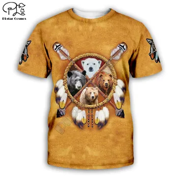 Native Indian/Bære 3d-over Trykt mænd t-shirt hip hop Mode kortærmet sommer streetwear t-shirt Unisex toppe style-3