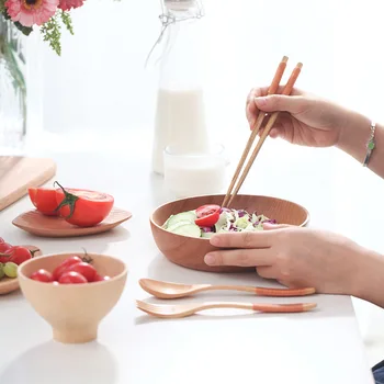 Natural Beech Japansk Opbevaring Træ Skål Ris Skål Husstand Ramen Suppe Mad Noodle Bowl Ris Noodle Bowl Restaurant Service