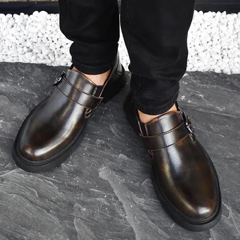Natural læder mænd sko i 2019, forår og efterår mærke mode Britisk stil nye outdoor high-top lace-up Martin støvler