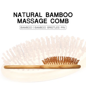 Naturlig Bambus Hår Børste Bambus Børster Pin-Massage Kam Forbedre hårets Vækst Forhindre hårtab Skæl i Hovedbunden 3Pcs/Sæt