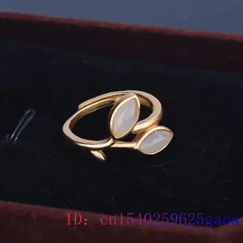 Naturlig Hvid Jade Ring Mænd Kalcedon Kvinder Charme Smykker 925 Sølv Gaver Mode Amulet