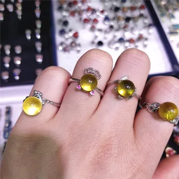 Naturlig Krystal Sten Løs Smykkesten Mexico Blå Gul Mineraler Perle Smykker Finger Ring Kvinder Gave, Lidt Nips