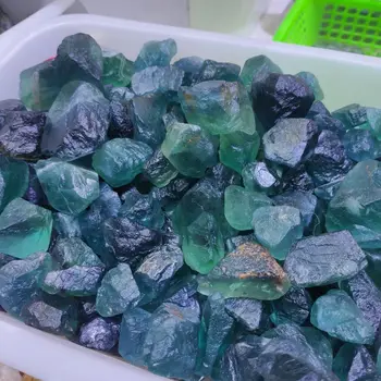 Naturlig rå blå fluorit rå sten naturlige kvartskrystaller mineral energi-sten for healing