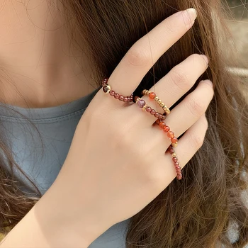 Naturlige Bourgogne Rød Ring Justerbar Ringe til Kvinder Personlighed, Japansk og koreansk Ring Smykker