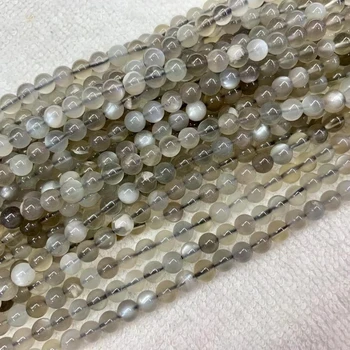 Naturlige grå månesten perler naturlig gemstone perler DIY-løse perler til smykkefremstilling strand 15