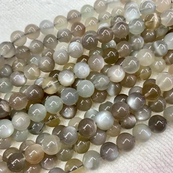 Naturlige grå månesten perler naturlig gemstone perler DIY-løse perler til smykkefremstilling strand 15