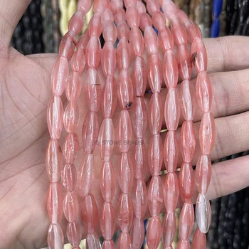 Naturlige kalcedon malakit snefnug sten perler ris-form 5*12 mm Tilbehør JD sten perler gratis fragt