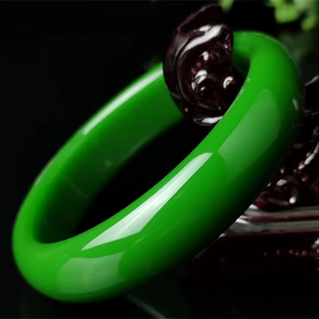Naturlige Kinesiske Jade Grøn Hånd-udskåret 68mm Indre Diameter Bredt Armbånd Fashion Boutique-Smykker til Mænd og Kvinder, Store Armbånd