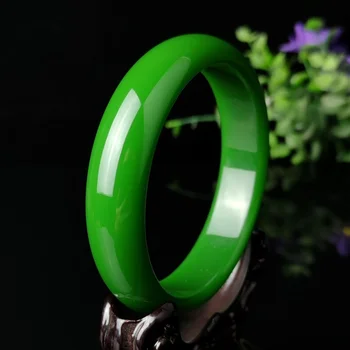 Naturlige Kinesiske Jade Grøn Hånd-udskåret 68mm Indre Diameter Bredt Armbånd Fashion Boutique-Smykker til Mænd og Kvinder, Store Armbånd