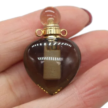 Natursten Parfume Flaske Vedhæng Hjerte Formet For DIY-Halskæde Charme Smykker Tilbehør til Udsmykning 22x35mm