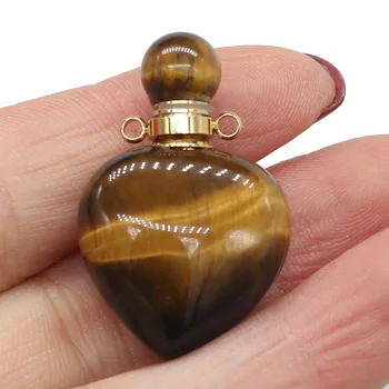 Natursten Parfume Flaske Vedhæng Hjerte Formet For DIY-Halskæde Charme Smykker Tilbehør til Udsmykning 22x35mm