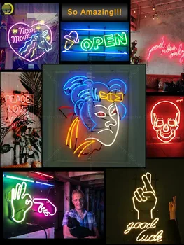 Neon Tegn For VectorStock Grill party GRILL-display lys annoncere flamme LOGO Letrero Neon Glas Skærm Plader Butikker Skærm