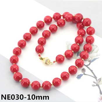 New Høj Kvalitet Mode Charme 5 Stilarter, Rød Koral Perle Halskæde Gyldne Perle Tilbehør til Kvinder, Piger Jul Bryllup Gaver AAA