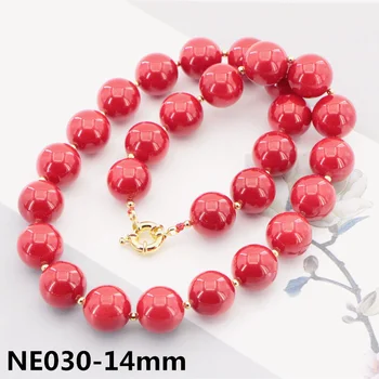 New Høj Kvalitet Mode Charme 5 Stilarter, Rød Koral Perle Halskæde Gyldne Perle Tilbehør til Kvinder, Piger Jul Bryllup Gaver AAA