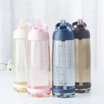 New1000ml sports flaske med sugerør voksen plast BPA vand cup sommer pige koreanske version af netto, rød ins-studerende sommer cup