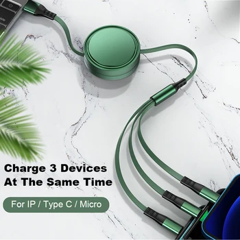 Nohon Udtrækkelig 3-i-1 USB Oplader Kabel til iPhone Kabel-Hurtig Opladning af Micro USB Type C Ledningen til Telefonen Oplader telefonen