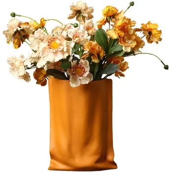 Nordic Light Luksus Folde Rynke kunst Vase Keramisk Blomst Arrangement Plantageejer Stue Kabinet Flower Pot