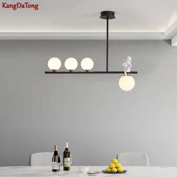 Nordisk Angel LED Lysekrone La Lampe Moderne Enkel Strip Stue Spisestue Minimalistisk Dining Room Decoration Lampe