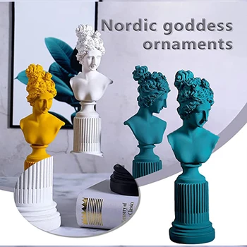 Nordisk Bust Statue Kvindelige Illustrationer Figur Mini Semieffigy Hjem Indretning til Kontor Hylde MDJ998