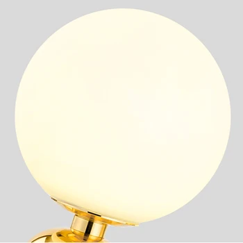 Nordisk LED bordlampe mælkehvidt glas kugle lampe soveværelse sengen runde bord golden enkel stuen interiør belysning indre