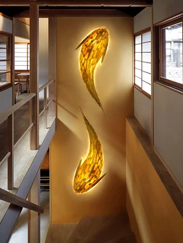 Nordisk Moderne Bambus Led-Væg Lys Hånd Vævet Fisk, Væg Lamper til Stue Dekoration Restaurant Hotel Villa Art Wall Decor
