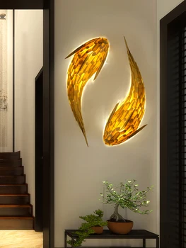 Nordisk Moderne Bambus Led-Væg Lys Hånd Vævet Fisk, Væg Lamper til Stue Dekoration Restaurant Hotel Villa Art Wall Decor
