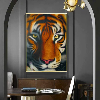 Nordisk Moderne Farverige Tiger Maleri Væg Kunst Plakat Print Vilde Dyr Lærred Maleri Billeder Stue Home Decor