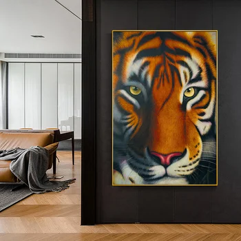 Nordisk Moderne Farverige Tiger Maleri Væg Kunst Plakat Print Vilde Dyr Lærred Maleri Billeder Stue Home Decor