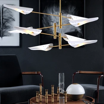 Nordisk moderne minimalistisk stue spisestue lamper atmosfærisk metal skrå munden industrielle vind fly kunst lysekrone