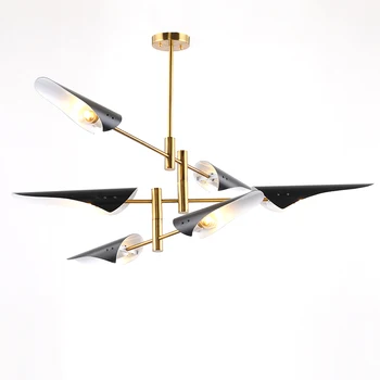 Nordisk moderne minimalistisk stue spisestue lamper atmosfærisk metal skrå munden industrielle vind fly kunst lysekrone