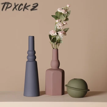 Nordisk Morandi Keramik Vase Abstrakt, Minimalistisk Hjem Blomst Arrangement Nordiske Stil Tørret Urtepotter