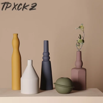 Nordisk Morandi Keramik Vase Abstrakt, Minimalistisk Hjem Blomst Arrangement Nordiske Stil Tørret Urtepotter