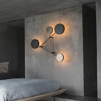 Nordisk stue væglampe, moderne og indgået personlighed cirkulære korridor LED designer soveværelse væg lampe
