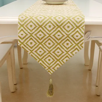 Nordisk tyk bomuld og linned på moderne minimalistisk geometrisk mønster diamant gitter, sofabord, TV-kabinet tabel bunting klud