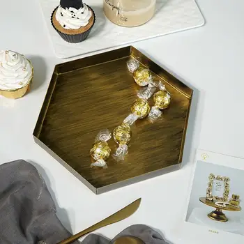 Nordiske Smykker Vise Opbevaringsbakke Geometriske Guld Skål Metal Dessert Tallerken Desktop Makeup Organizer Home Party Dekoration Skuffe