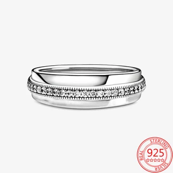 Ny 925 Sterling Sølv Evighed Tre-Ring Bane Ring Mousserende DIY Brand Kvinders Ring