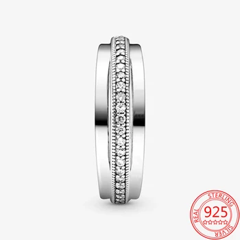 Ny 925 Sterling Sølv Evighed Tre-Ring Bane Ring Mousserende DIY Brand Kvinders Ring