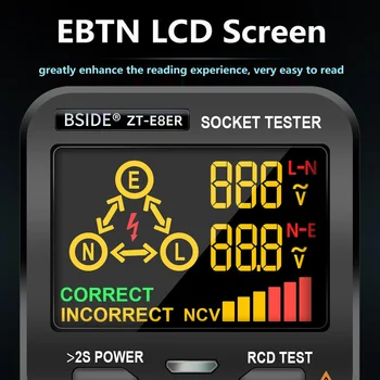 NY El-Stik Tester Outlet Tester Digital LCD-Skærm med NCV RCD Test Polaritet Test Kredsløb Polaritet spændingsdetektor
