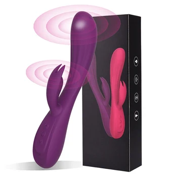 Ny Kanin Vibrator-G-Punkt Dildo For Kvinder klitoris stimulation Dobbelt Motor Skeden Sextoy Par Massageapparat Kvindelige Onani
