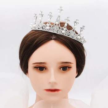Ny koreansk Stil Bridal Wedding Hair Accrssories Sãde Lysende Krystal Perler Diademer og Kroner Pandebånd til Bruden Noiva