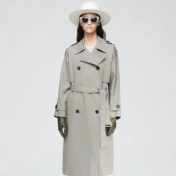 Ny Lang Trench Coat Kvinder Kontor Dame Frakke Grøft Vindjakke Bælte Lang Frakke Kvinder Casual Streetwear Casaco Feminino Efteråret 2019