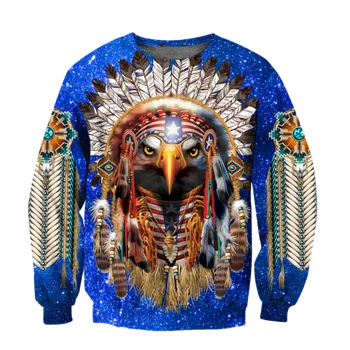 Ny Mode 3D-Hoodie Indfødte Indiske Eagle Mønster Udskrivning Sweatshirt Unisex Harajuku Casual Zip Hoodies MZ0617