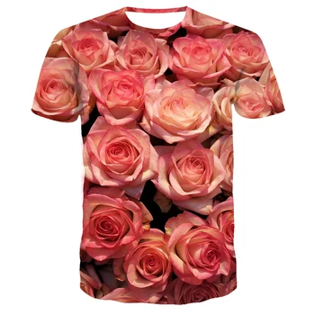 Ny Mode Cool Høj Kvalitet T-shirt Mænd eller Kvinder Varmt 3d-Print Steg blomst kronblad Farverige Skjorte kortærmet Skjorte Top Tees