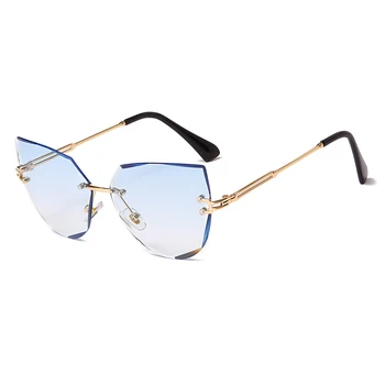 Ny Mode Uindfattede Cat Eye Solbriller Brand Designer Kvinder Metal solbriller Luksus Dame UV400 Shades Brillerne, Oculos de sol