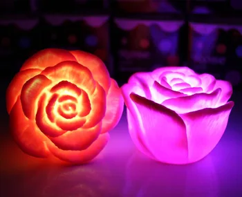 Ny Romantisk Skiftende LED Flydende Steg Blomst Lys Nat Lys Bryllup Dekoration S7