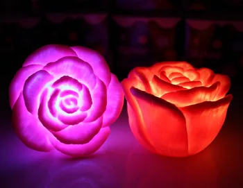 Ny Romantisk Skiftende LED Flydende Steg Blomst Lys Nat Lys Bryllup Dekoration S7